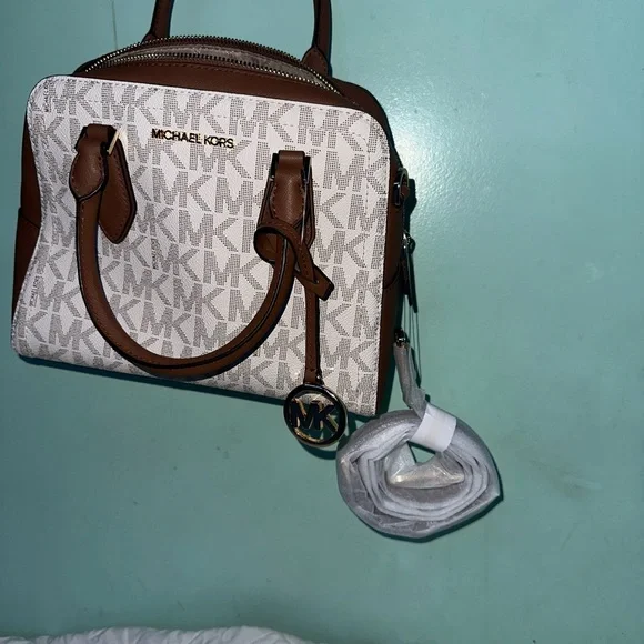 Micheal Kors MK AYDEN Medium logo and Faux Leather Satchel
